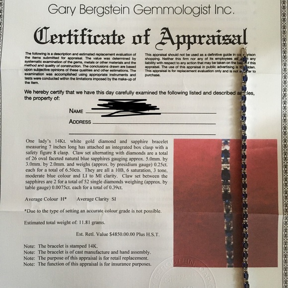 SOLD - 14Kt white gold diamond and sapphire - Picture 5 of 5